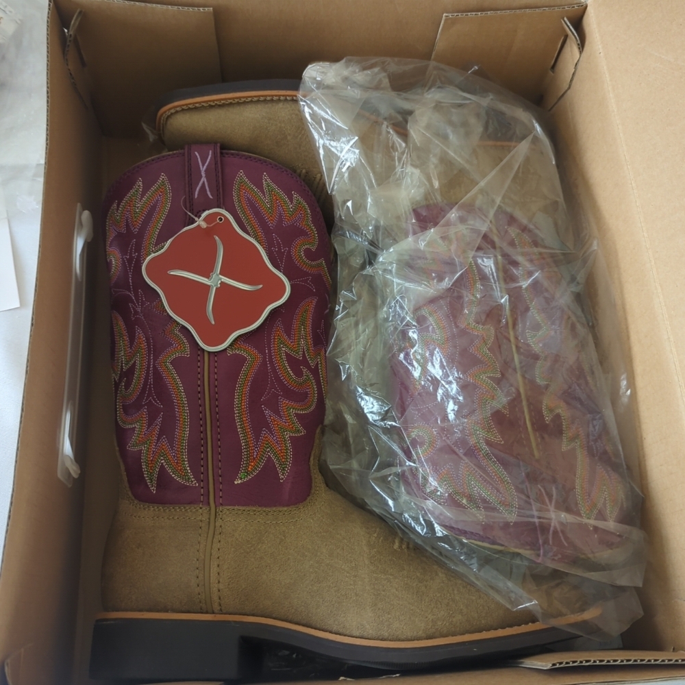 NWT In Box Size 11 Twisted X Tan And Magenta Western Cowgirl Boots